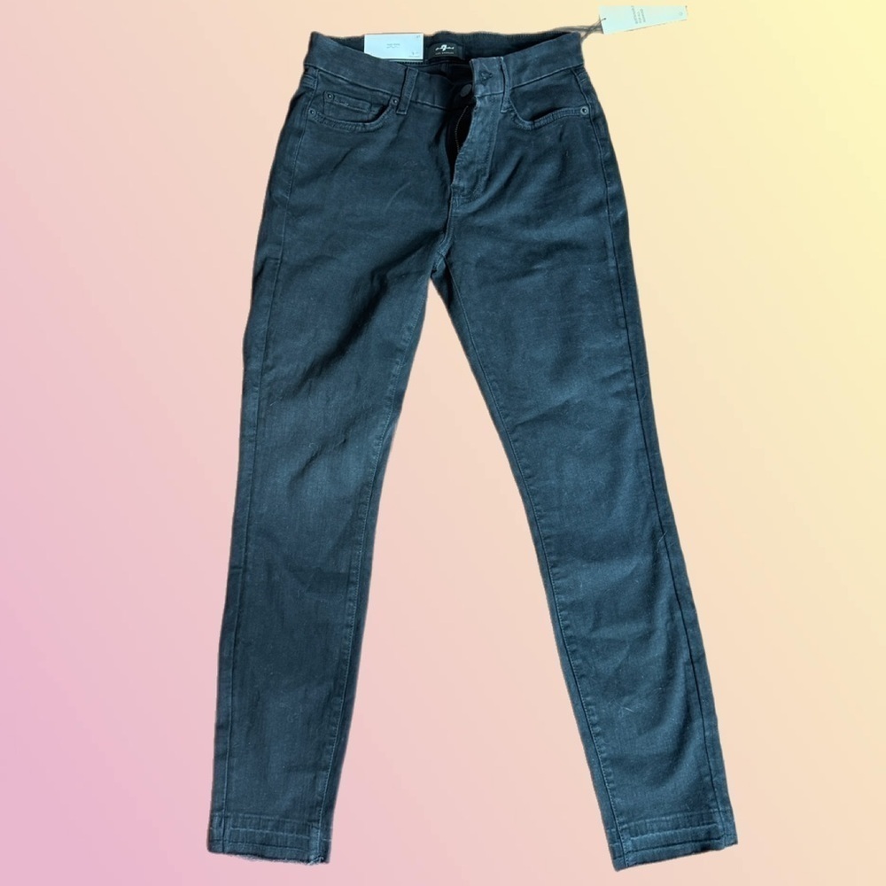 7 for All Mankind Black Super Skinny Short Inseam